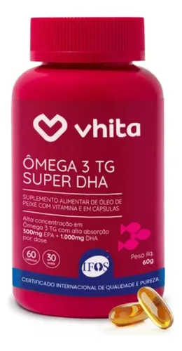 Ômega 3 DHA 1000mg TG Com Selo IFOS Vhita - 60 Cáps
