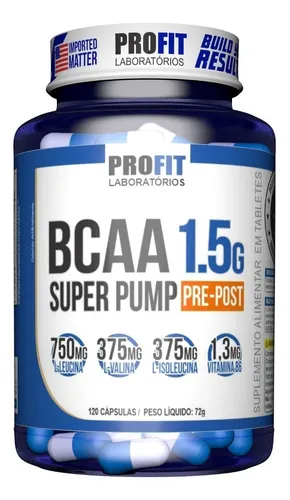 Bcaa Aminoácido 1.5g Super Pump 120caps - Profit Labs Sabor Sem s...