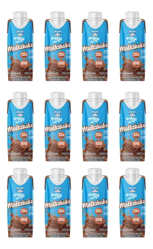 +Mu Mulkshake Bebida Com Whey Chocolate 250ml -12 Unidades